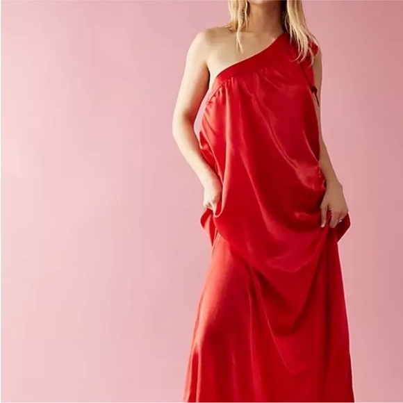 BHLDN Vibrant Red One-Shoulder Dress - Picture 3 of 7